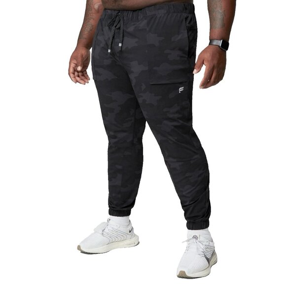 NWOT Men's Fabletics 2X Short BLACK TACTICAL CAMO The One Jogger - Picture 1 of 7